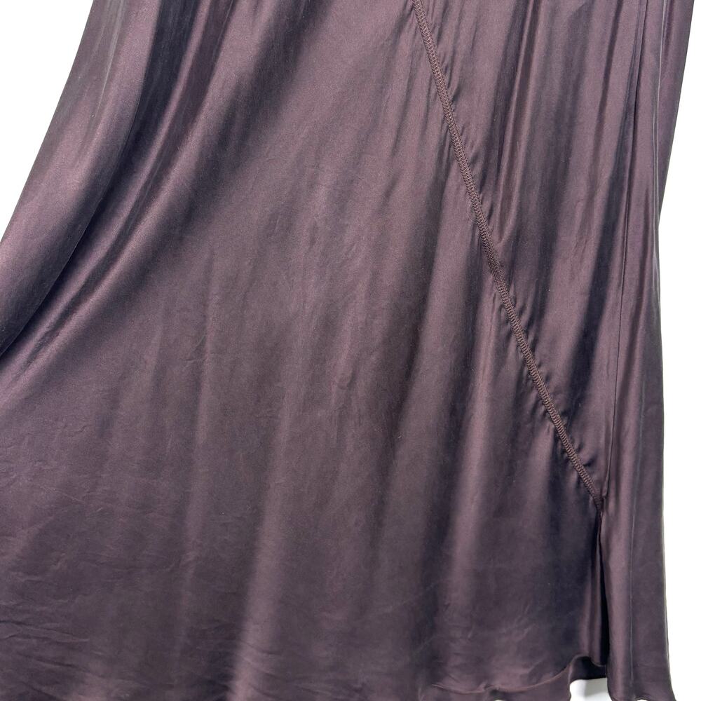 ATM Melillo Brown Satin Silk Bias Cut Midi Skirt M - Picture 9 of 12